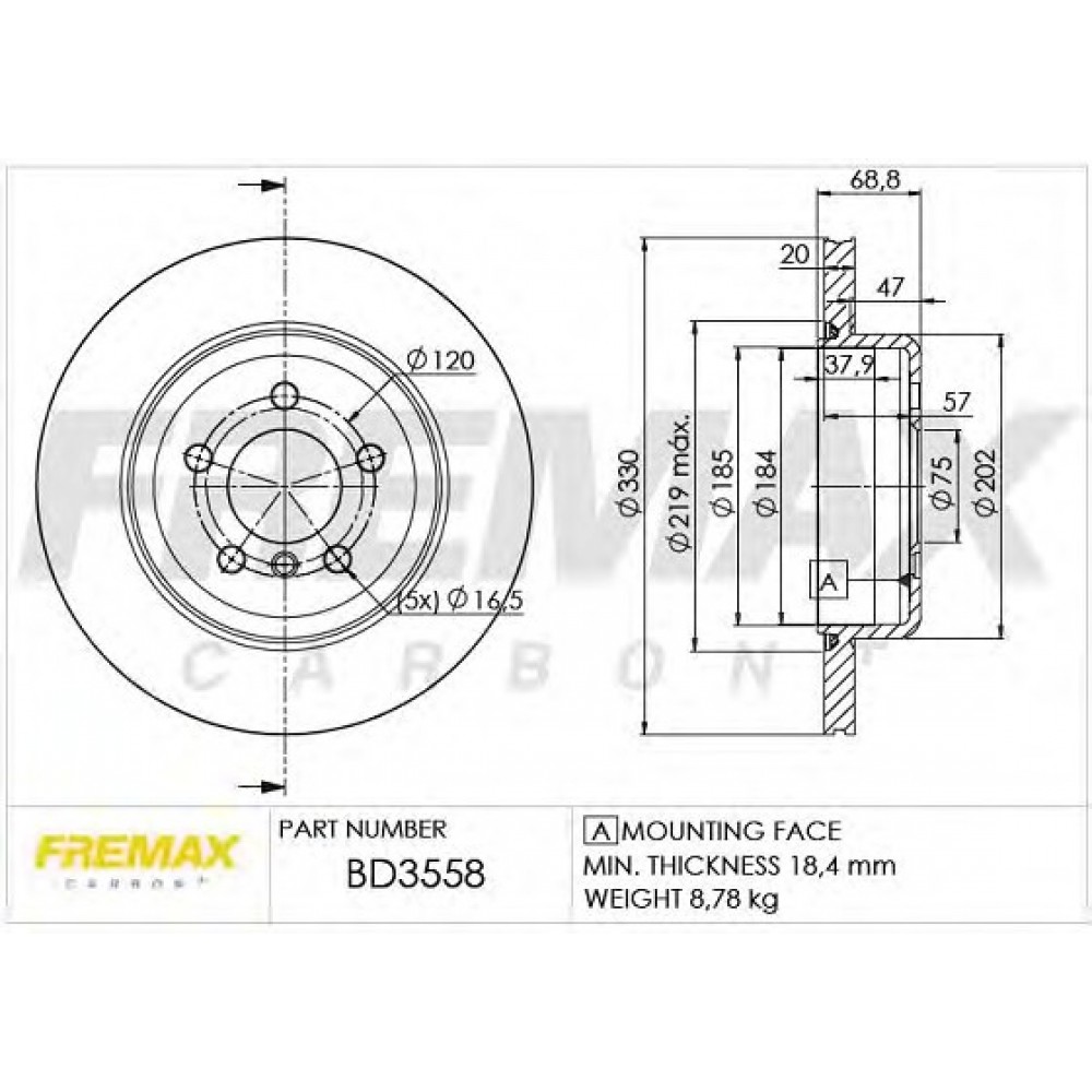 STABDŽIŲ DISKAS BMW 5 (F10), 5 (F11) 2.0-3.0D 01.09-