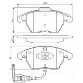 STABDŽIŲ TRINKELIŲ KOMPLEKTAS VW PRIEKINĖ AŠIS CC/EOS/GOLF/JETTA/PASSAT/POLO 03- KLOCEK EW 156MM  CUJNIKIEM