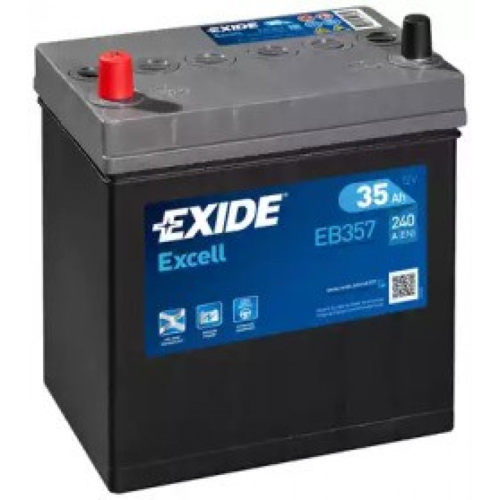 Akumuliatorius EXIDE 12V 35Ah/240A EXCELL (K+ plonas gnybtas (japoniški automobiliai)) 187x127x220 B00- be tvirtinimo pėdos (užvedimo)