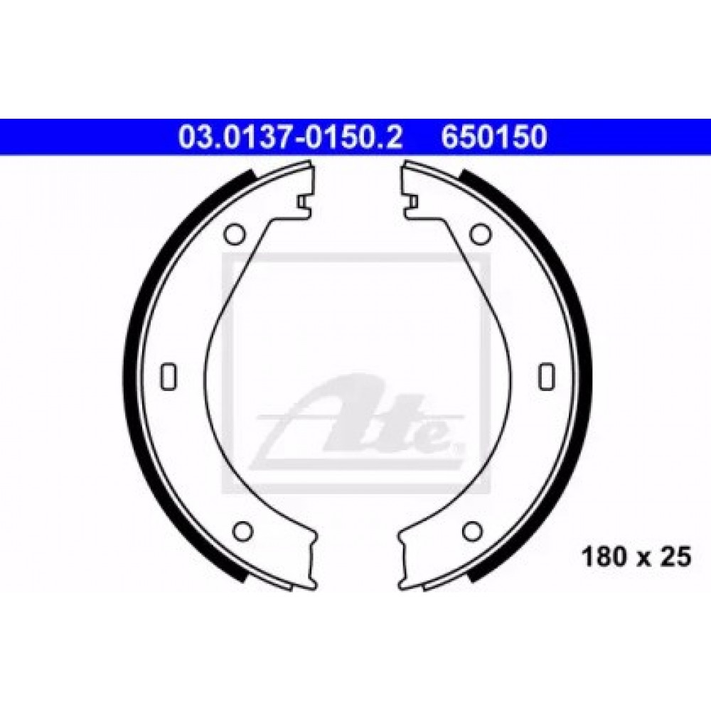 Stabdžių trinkelių komplektas, stovėjimo stabdis (180x25mm) BMW 5 E28 81-87, 7 E23 81-86, 7 E32 86-94, 7 E38 94-01