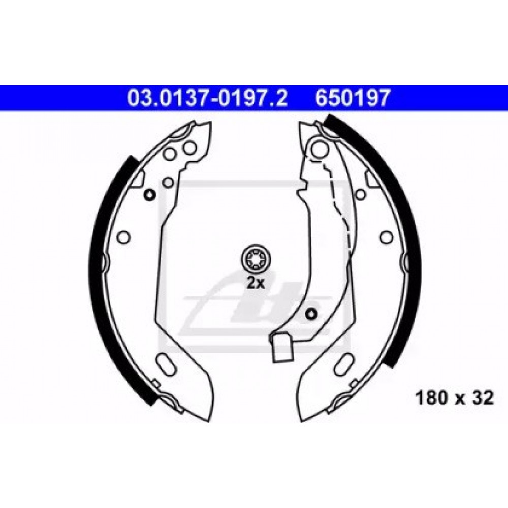 Stabdžių trinkelių komplektas (180x32mm) Citroen Xsara 97- (-ABS), ZX 91-97 (-ABS) Peugeot 205 83-98, 309 89-92