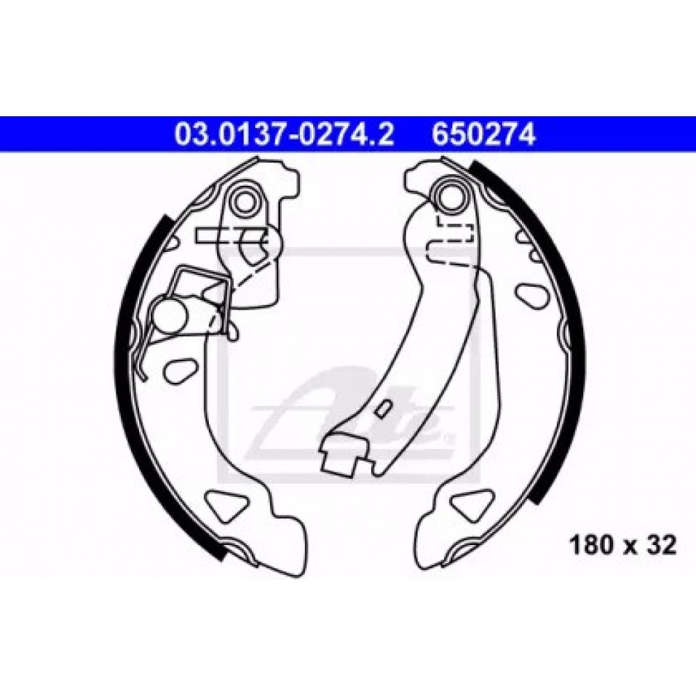 Stabdžių trinkelių komplektas (180x32mm) Fiat Brava, Bravo 95-01 Lancia Y 96-03