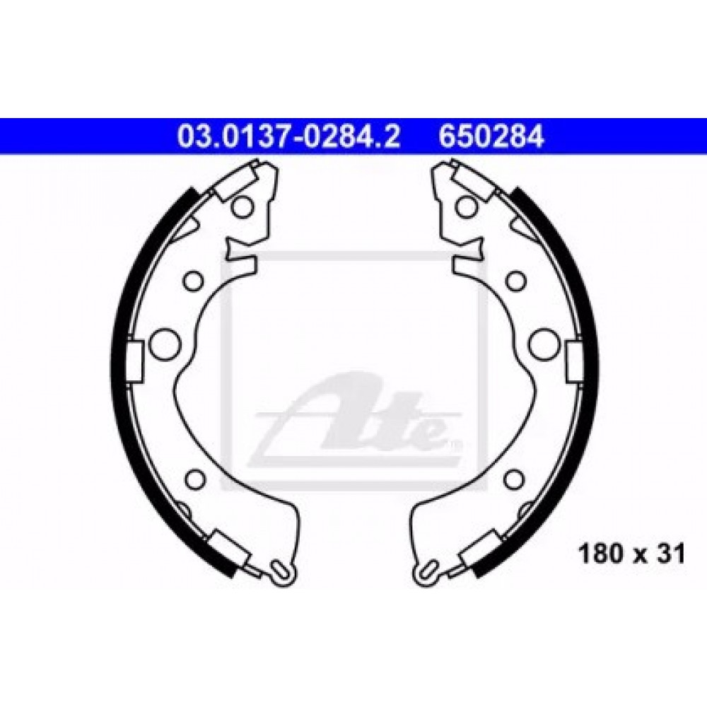 Stabdžių trinkelių komplektas (180x31mm) CIVIC (3-DURŲ) (91-95) CRX (92-98)