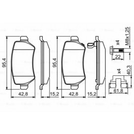STABDŽIŲ TRINKELIŲ KOMPLEKTAS OPEL GALINĖ AŠIS ASTRA/MERIVA/AFIRA 98-  AKCESORIAMI
